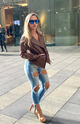 HAARLEM Women KOZA 11170 Leather Jacket Brown